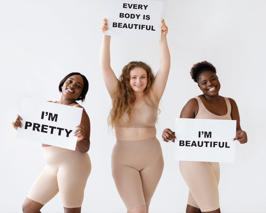 Womens celebrating the Body Positivity movement 